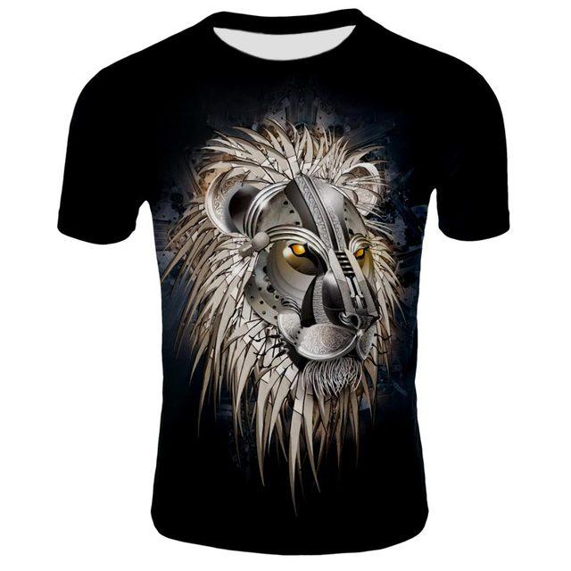 Subilier Nieuwe Cool Lion Grafische 3D Heren T-shirt Unisex Mode Dier Oversized Shirt O'Neck Ademend Korte Mouw Casual Tops & tees XS