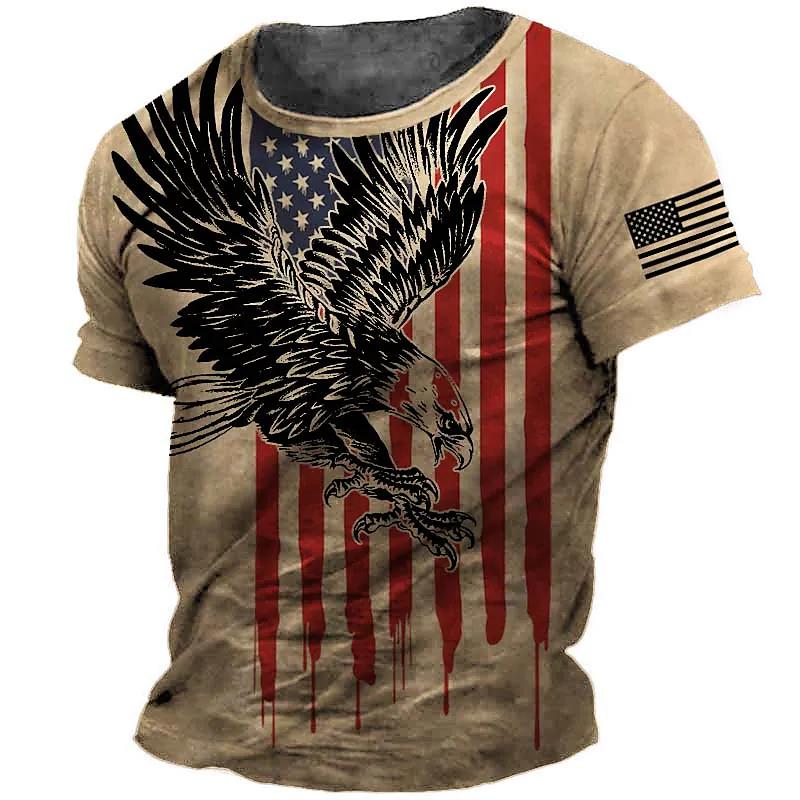 Subilier Casual overhemd met adelaarsprint | Heren Overhemd Print Eagle | Heren T-shirt Eagle - Vintage print XS