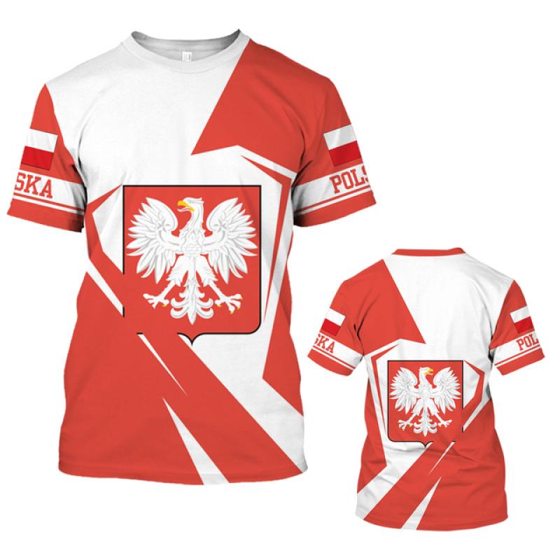 Subilier Polen T-shirt Voor Heren 3D Vlag Polska Grafische Print T-shirt Mode Oversized Korte Mouw Vintage Tops T-shirt Man kleding S