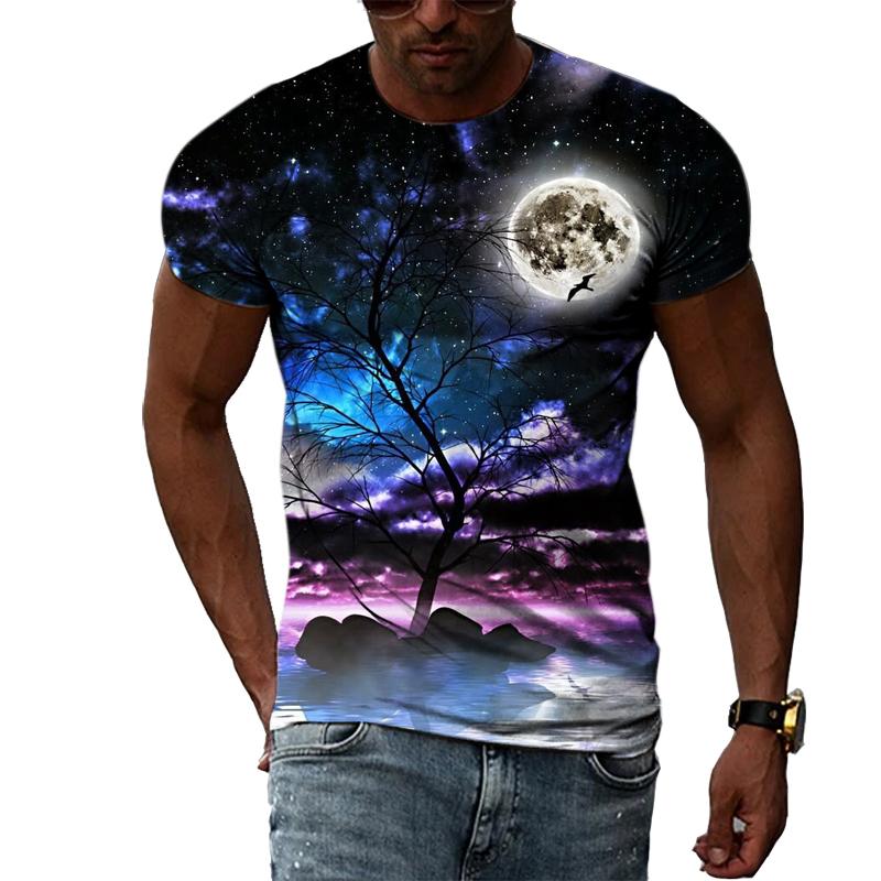 Subilier Nieuwe 3D Trendyol Mannen Natuurlijke Landschap Grafische T-shirts Zomer Mode Hip Hop Casual Print T-shirt Persoonlijkheid Knappe Tee Top XXS