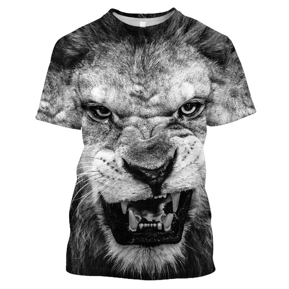 Subilier Animal Lion Gedrukt T-shirty Heren Bodybuilder Grafische T-shirt Fitness Sportkleding Jeugdige Vitaliteit Oversized Kleding Tops XXS