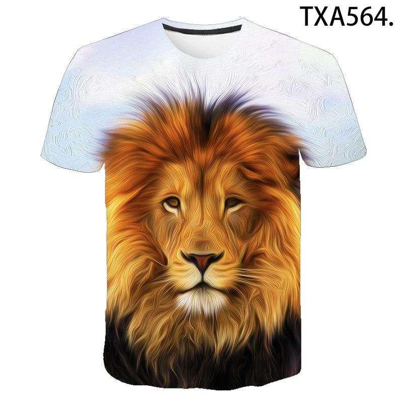 Xin nan zhuang Zomer Dier Leeuw 3D T-shirts Casual Mannen Vrouwen Mode Korte Mouw Gedrukt Cartoon Cool Tops Tee 6XL