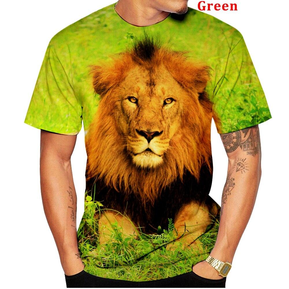 Subilier Nieuwe mode heren 3D-geprinte leeuwen T-shirt Animal Print Fire Lion T-shirt Coole mannen persoonlijkheid Casual Unisex T-shirt Korte mouw XS zwart