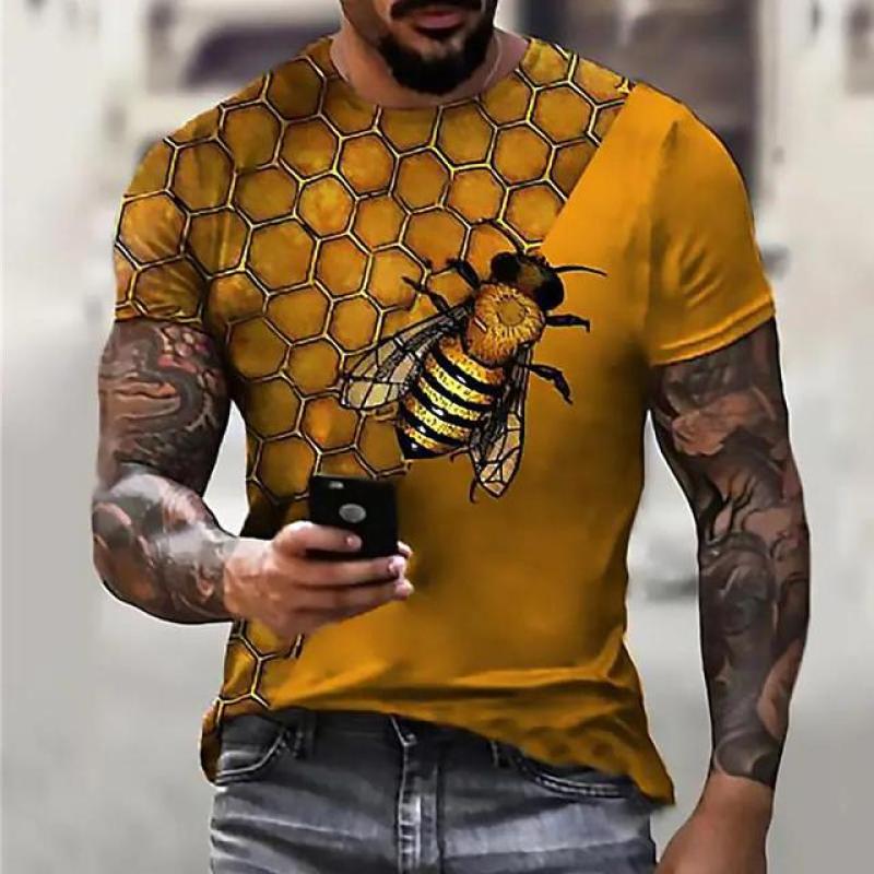 Subilier Grappige Kleding Voor Mannen T-shirt Harajuku Shirt Trui Bee Print Top 3d T-shirt Zomer Korte Mouw Casual Outdoor Oversized tees S