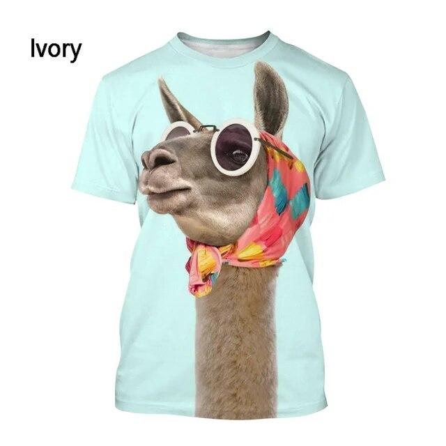 Subilier Zomer Grappige Mannen T-shirt Tops 3d Print Giraffe Animal Tees O-hals Oversized Shirts Jongens Kleding Casual Streetwear Korte Mouw XS