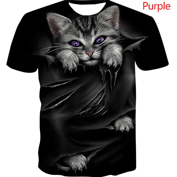 Subilier Lente Zomer Mannen 3D Grappige Dierenprint O-hals Korte Mouw T-shirt Tops Blouse XS zwart