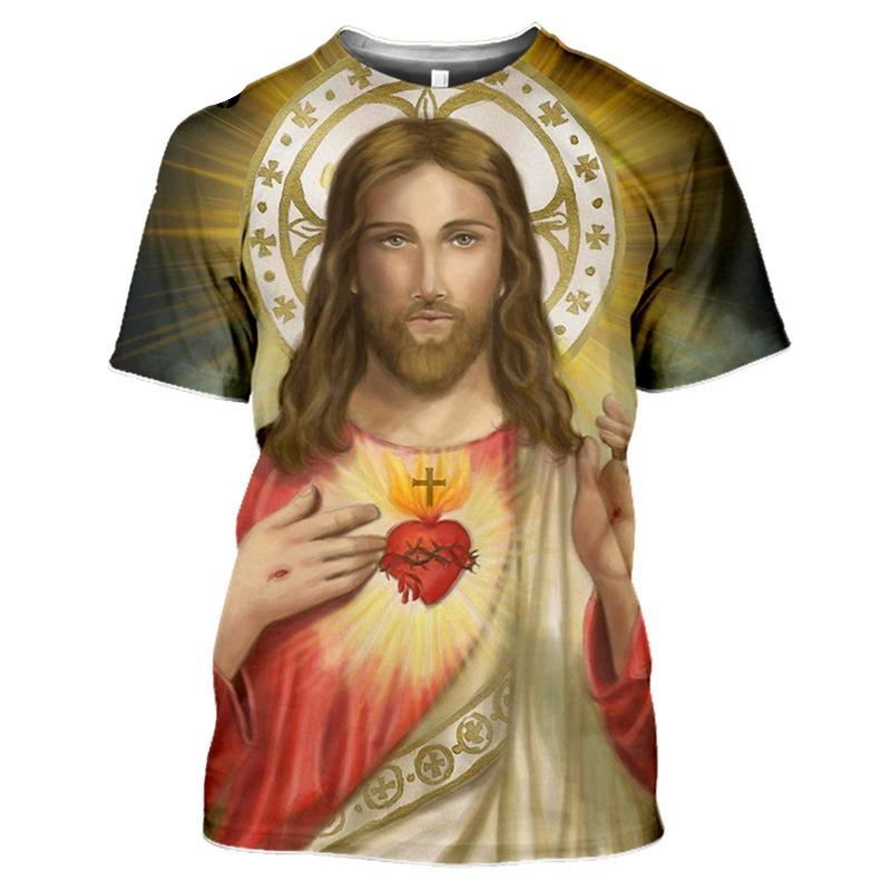 Subilier Anime God 3D Afdrukken T-shirt Jezus Casual Streetwear Mannen Harajuku Mode Camisetas Hombre O-hals Top Tees XS