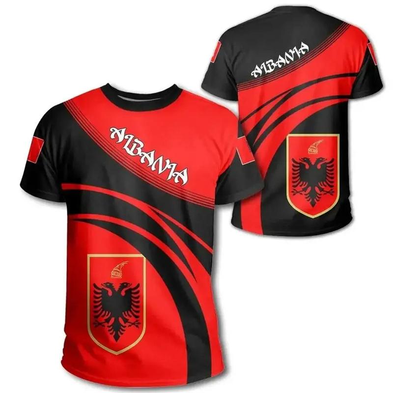 Xuhaijian02 Albanië Vlag Grafische T-shirts Albanees Nationaal Embleem 3D Print T-shirt Voor Mannen Kleding Sport Contest Jersey Eagle Tee jongen Tops XXXL