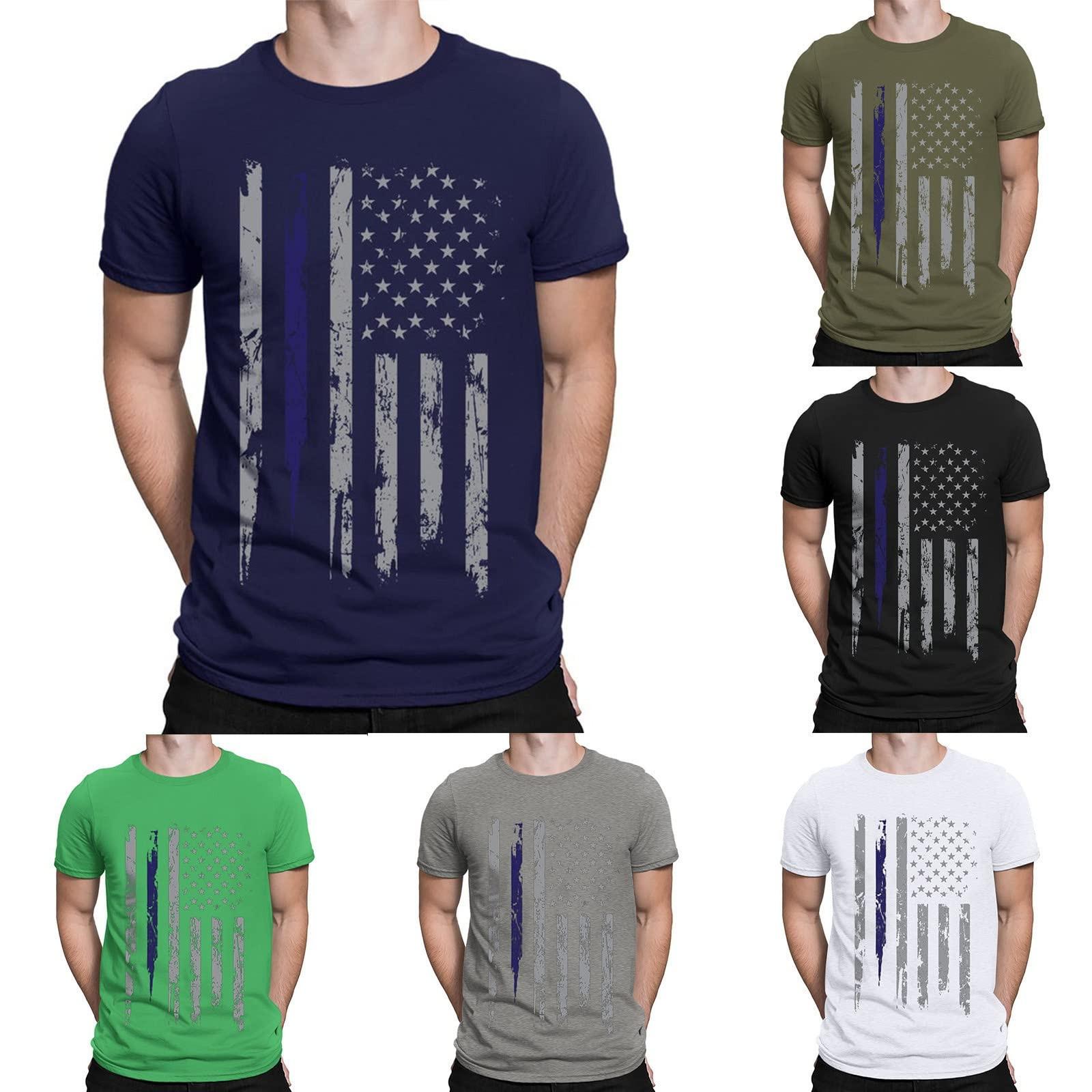 Niubiplus Onafhankelijkheidsdag heren T-shirts, heren Amerikaanse vlag grafische T-shirts Amerikaanse patriottische vintage T-shirt met korte mouwen XXXXL grijze kleur