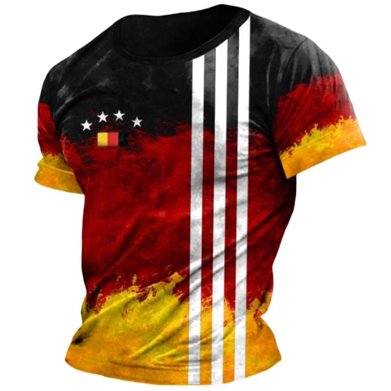 ETST 07 Duitsland heren T-shirt Deutschland vlag print O-hals korte mouw losse T-shirts streetwear zomer heren knappe kleding 2XL