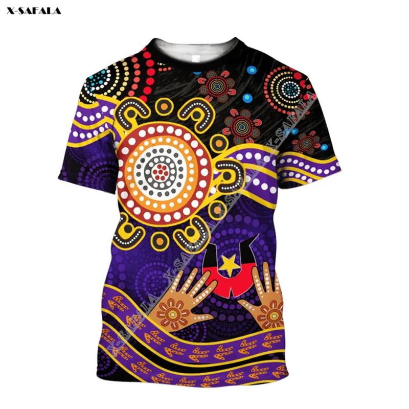 ETST 03 Australië Aboriginal vlag hand cadeau 3D print melkvezel ademend sportief T-shirt zomer heren casual top S