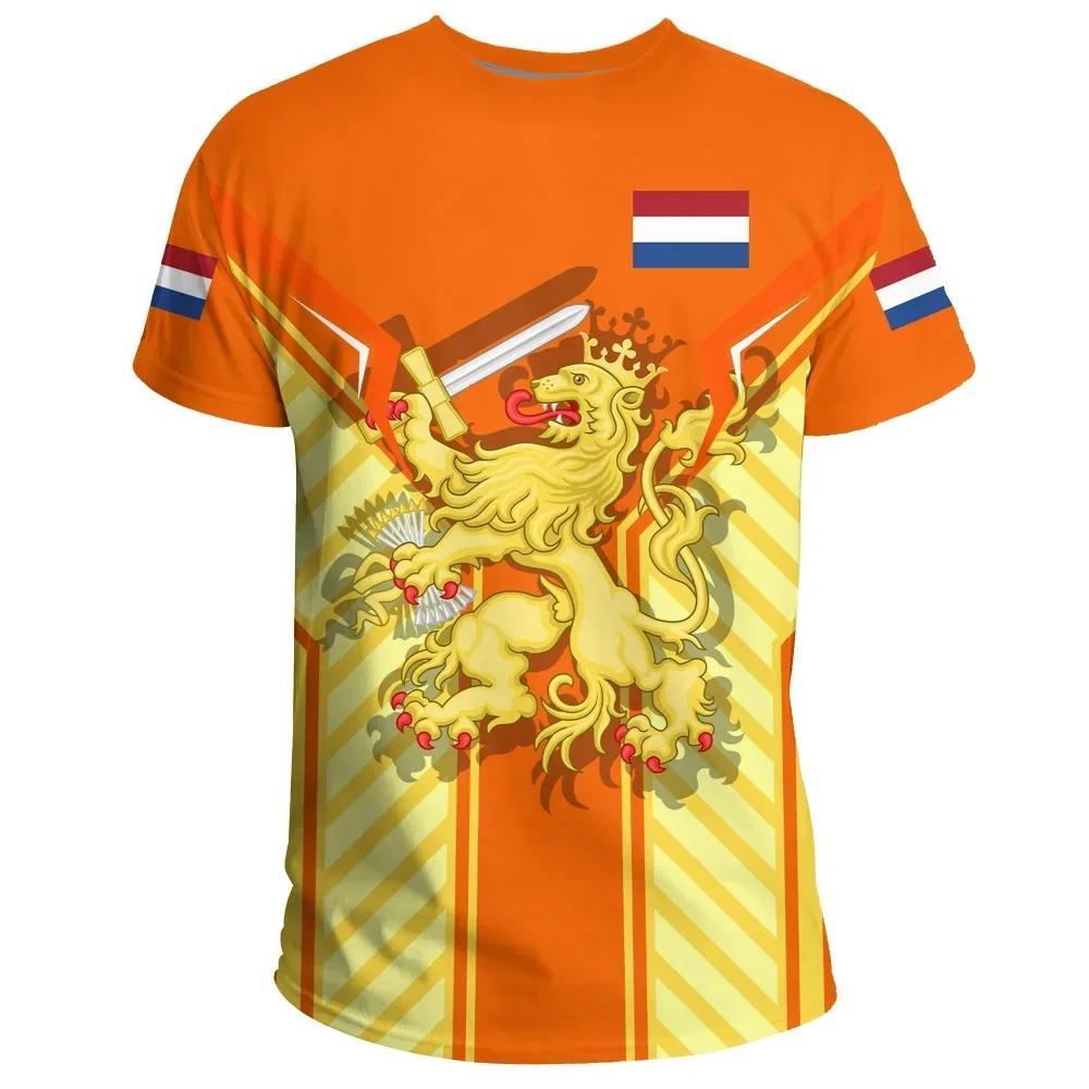 ETST 03 Nederland Heren T-shirt Nederlands Nationaal Embleem Vlag 3D Print Unisex Mode O-hals Top Oversized Losse Hip Hop Korte Mouw S