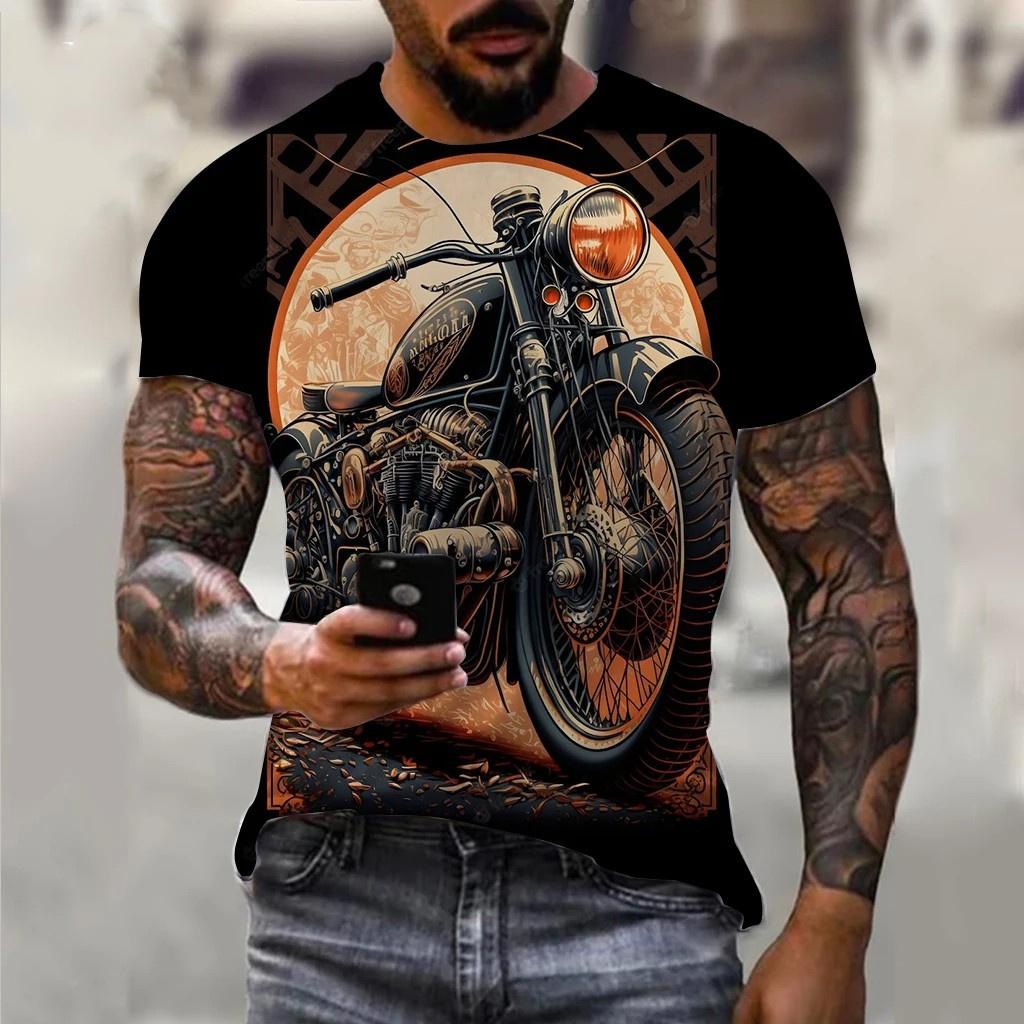 ETST 07 T-shirts voor heren 3D motorfietsprint T-shirts Hiphop Trend Vintage kleding Biker Racing Tees Outdoor rit Sport korte mouw Top S