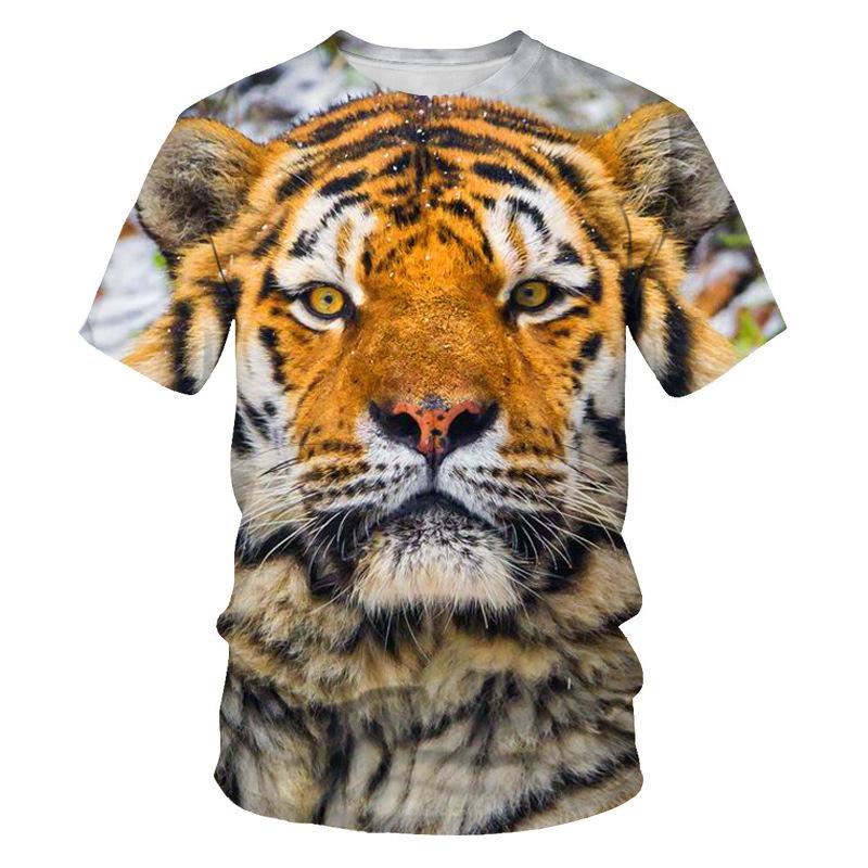 No. 11 Fashion Zomer heren T-shirt 3D Animal Print Tees Tijger Leeuw Patroon Losse Ronde Hals Korte Mouw Tops Heren S