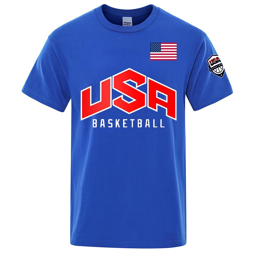 Boutique sports suit series 2 USA Basketballer Gedrukte Straat Casual T-shirts Mannen Losse Oversized Kleding Ademend Katoen Korte Mouw Mode Hiphop T-shirts XS