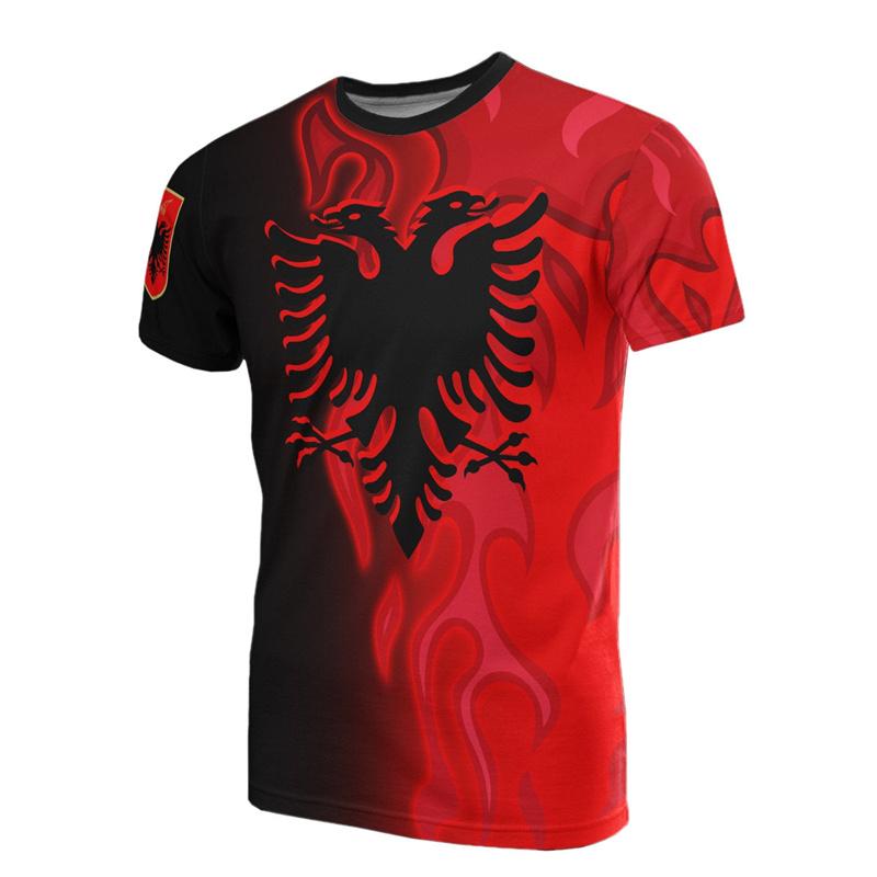 Xuhaijian02 Albanië Vlag Grafische T-shirts Albanees Nationaal Embleem 3D Print T-shirt Voor Mannen Kleding Sport Contest Jersey Eagle Tee jongen Tops M