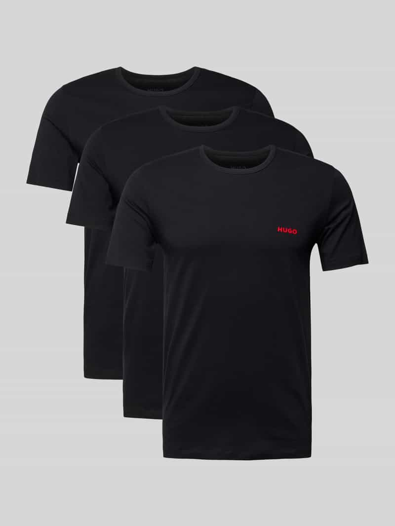 HUGO Regular fit T-shirt met labelprint in een set van 3 stuks