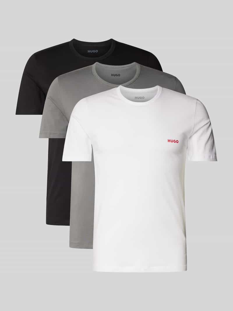 HUGO Regular fit T-shirt van viscose in een set van 3 stuks