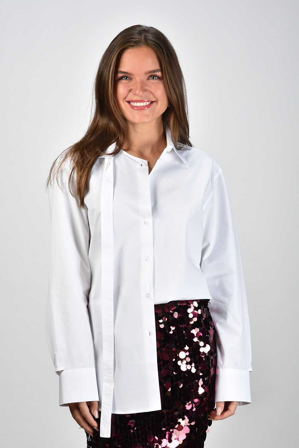 Rohe RÓHE blouse met een los knopenpad wit