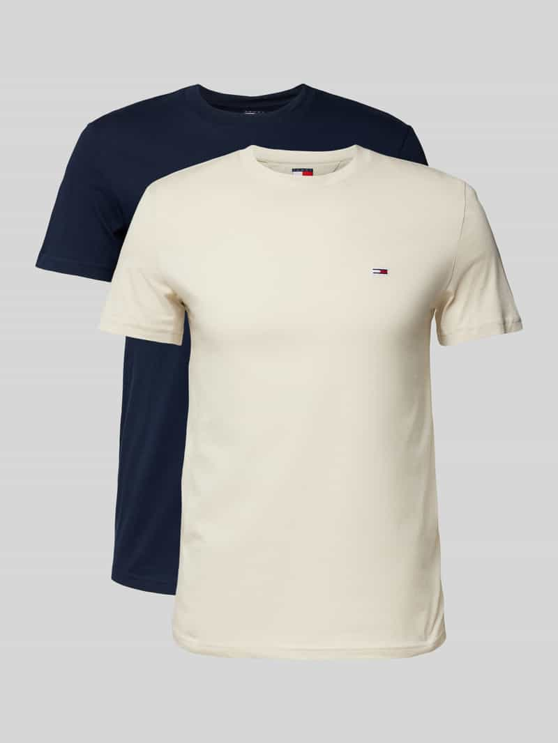 Tommy Jeans Slim fit T-shirt met logostitching in een set van 2 stuks