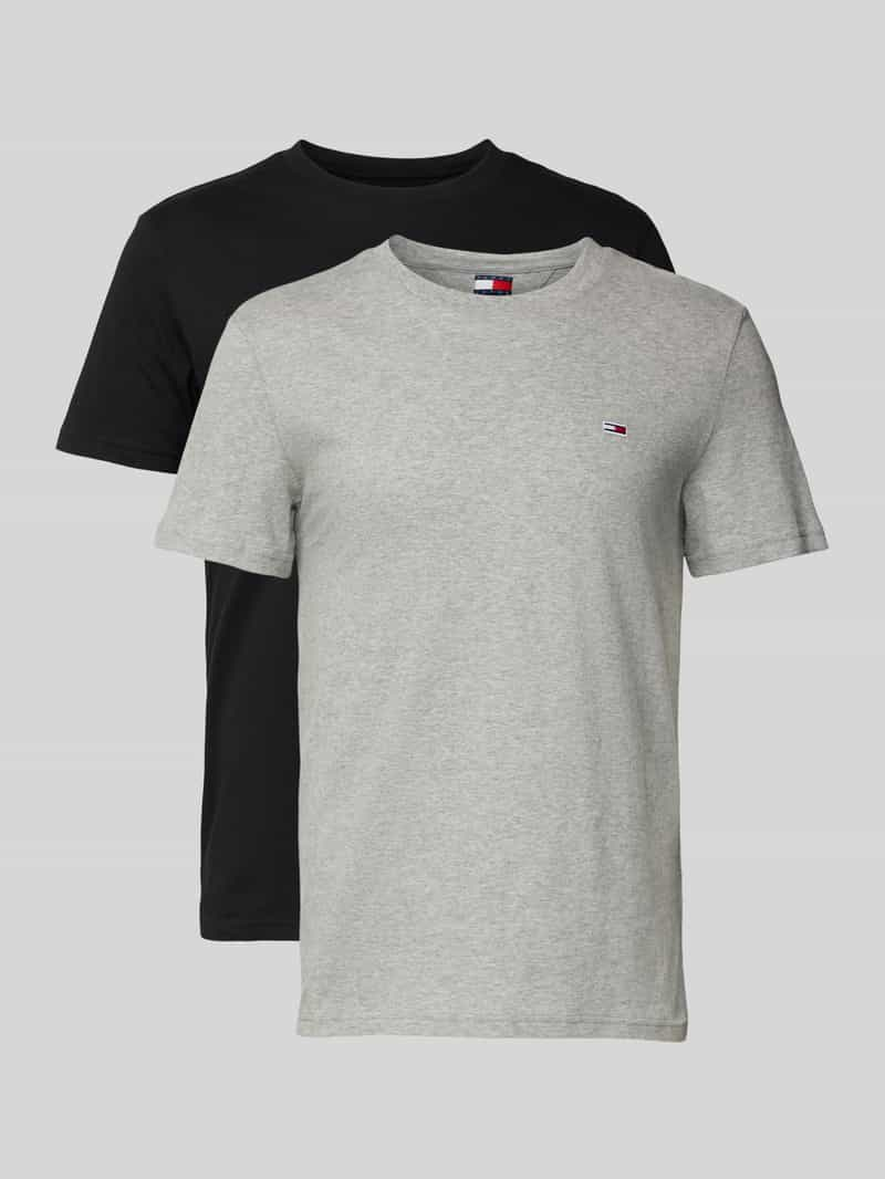 Tommy Jeans Slim fit T-shirt met logostitching in een set van 2 stuks