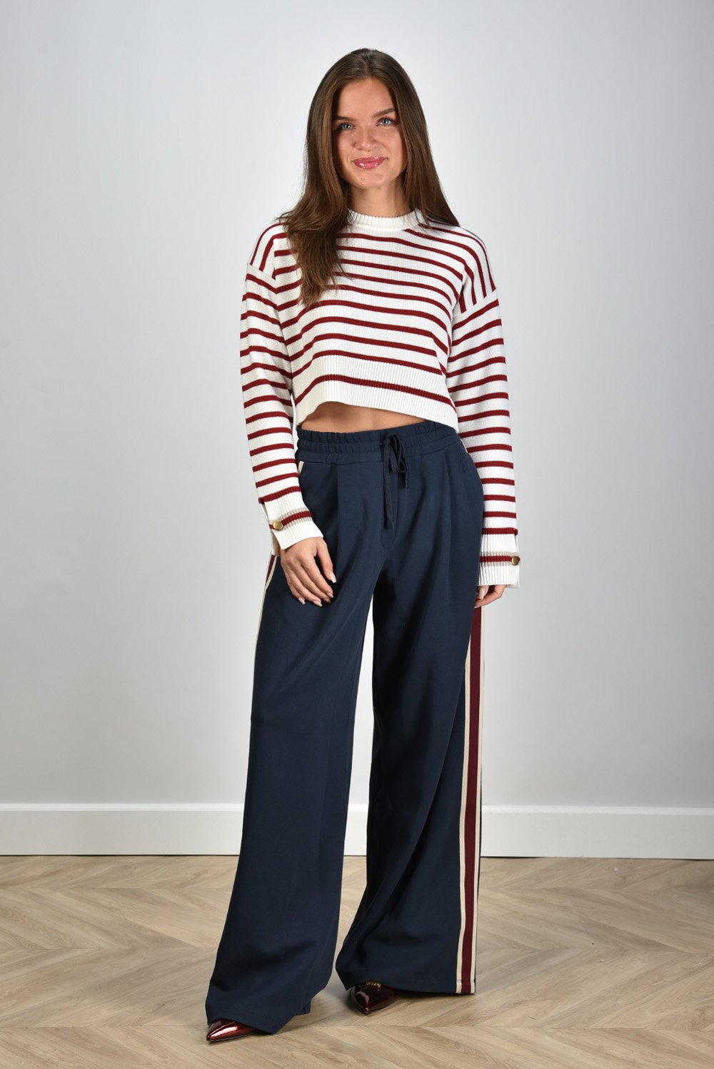 Max Mara Weekend  broek Marsala met wijde pijpen blauw