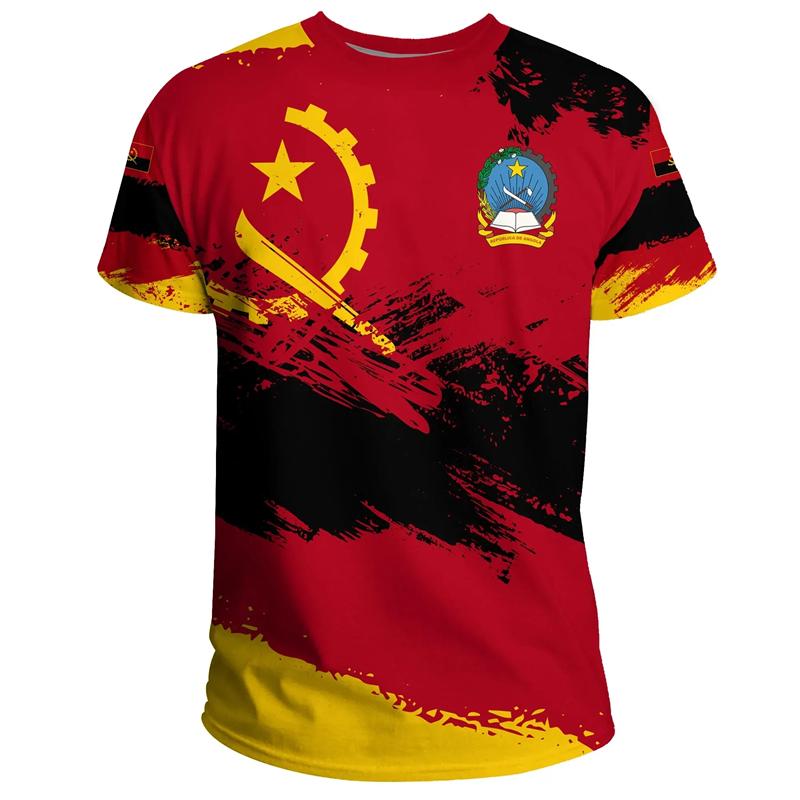 Xuhaijian02 Angola Vlag Zomer Heren T-shirt Angolese Nationale 3D Print T-shirt Oversized GYM Tops Sport Fitness Korte Mouwen T-shirts S