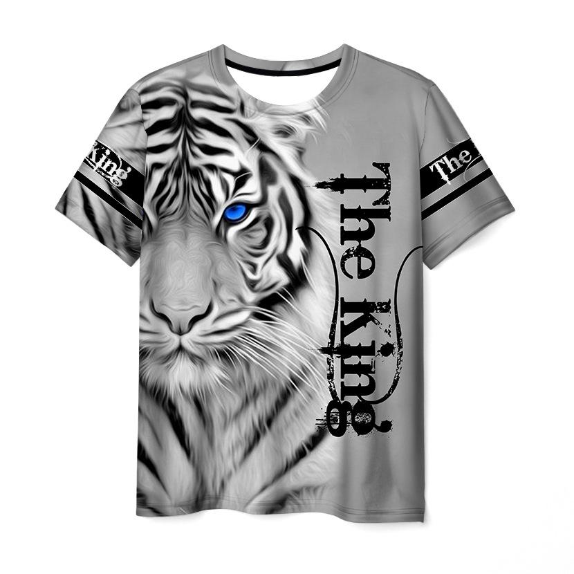 ETST WENDY 09 Heren zomertrend Tiger King 3D-printen Oversized ademend Top Street Personality Heren en dames Los T-shirt met O-hals S