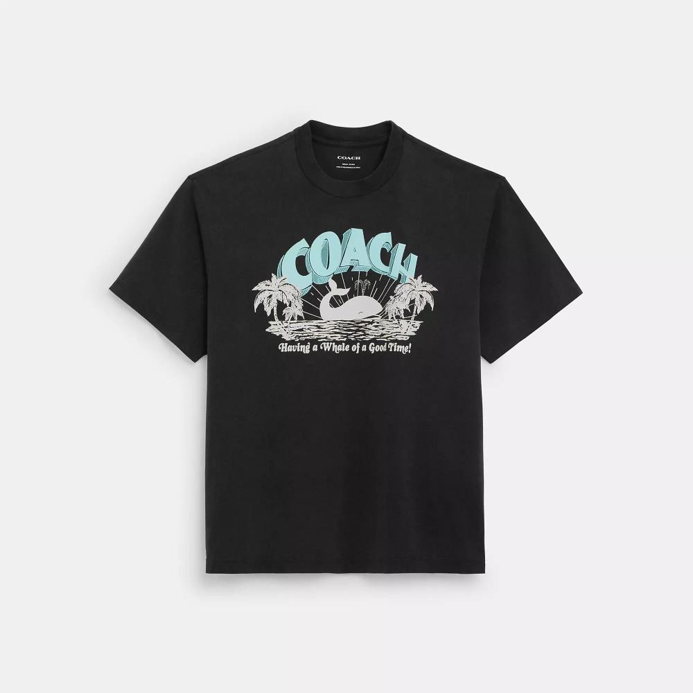 Coach Whale T Shirt In Organic Cotton washed out black XLarge