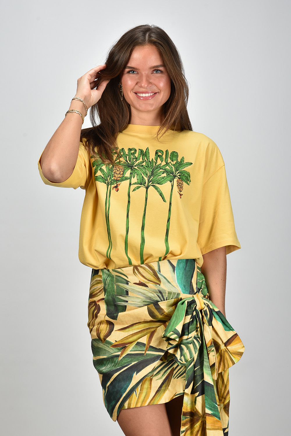 Farm Rio t-shirt met print 328933 geel