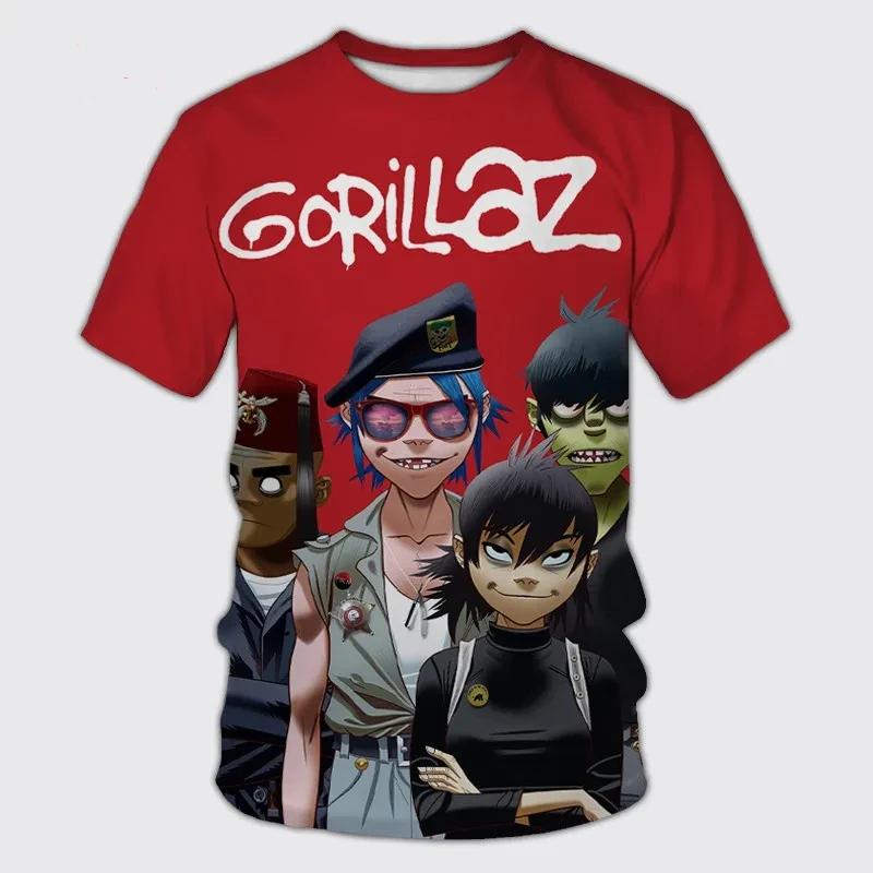 ETST 007 Rock Band Gorillaz 3D Print Man/Vrouwen Casual Mode Ronde Hals T-shirts Kinderen Korte Mouw Tops Zomer Oversized Unisex Kleding S