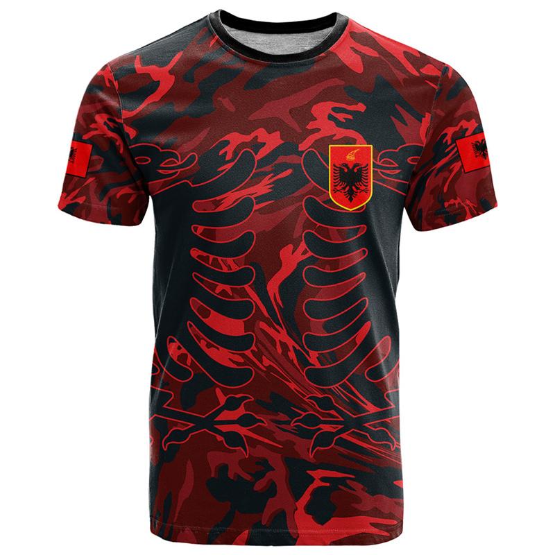 ETST 005 Albanië Vlag Grafische T-shirts Albanees Nationaal Embleem 3D Print T-shirt Voor Mannen Kleding Sport Contest Jersey Eagle Tee jongen Tops S