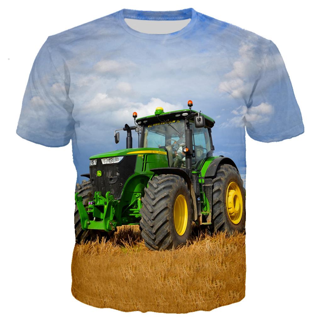 Subilier Zomer Tractor Bedrukte T-shirt Voor Mannen Casual Oversized Korte Mouw Kleding Streetwear Zware Apparatuur 3D Printing Top Tees XXS