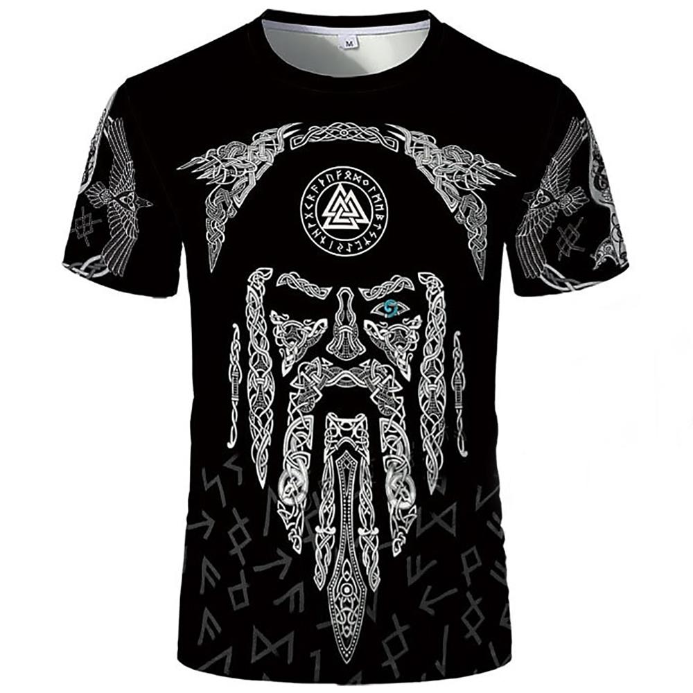 Subilier Zomer Viking Warriors T-shirt voor Mannen Korte Mouw Harajuku T-shirt heren Unisex Tops Losse Tee Casual Kleding Oversized S