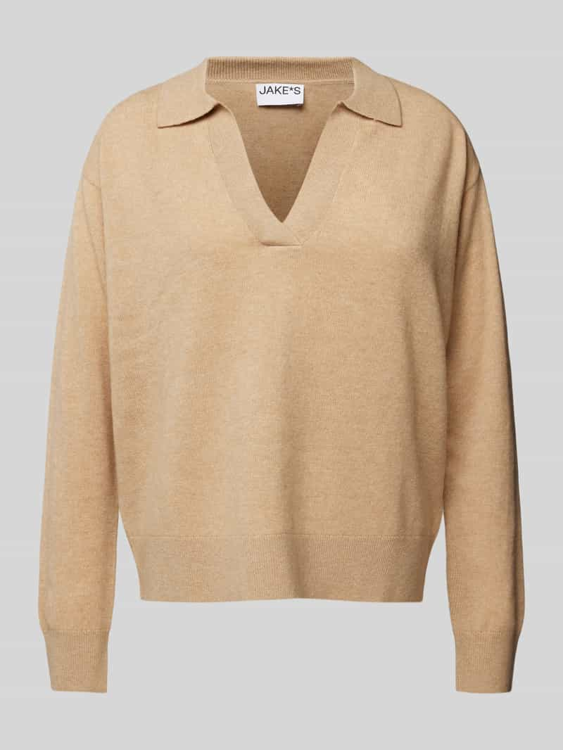 Jake*s Casual Kasjmier pullover met ribboorden