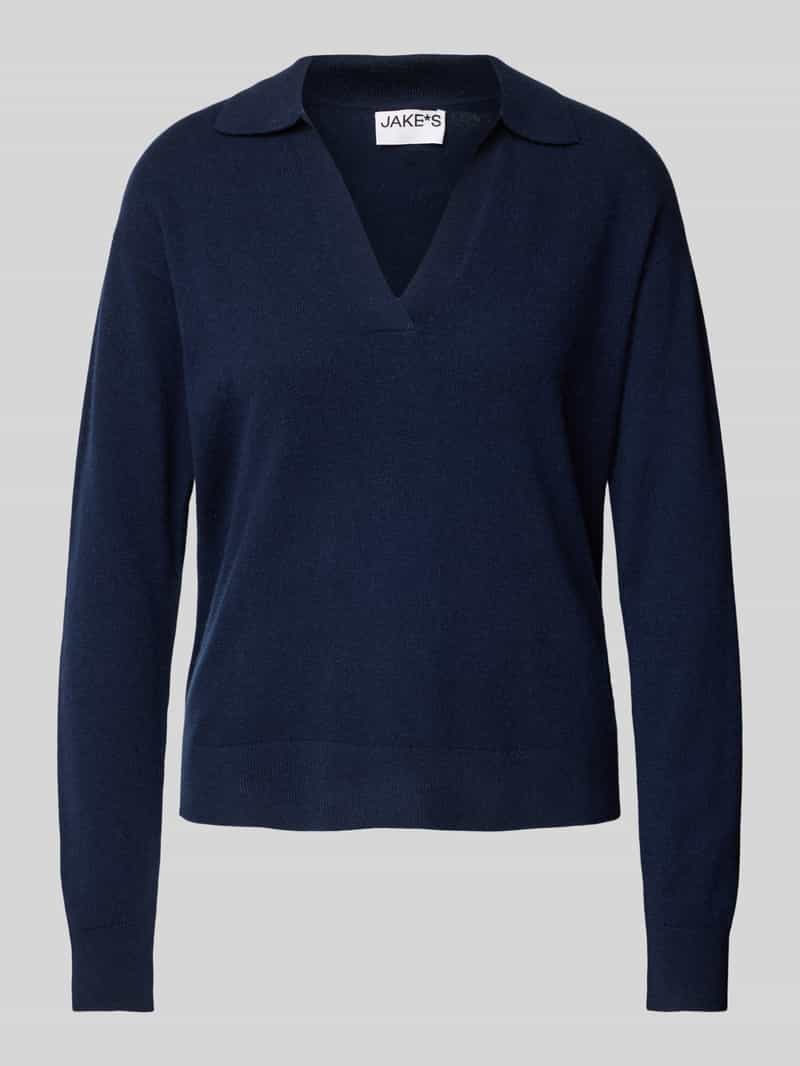 Jake*s Casual Kasjmier pullover met platte kraag