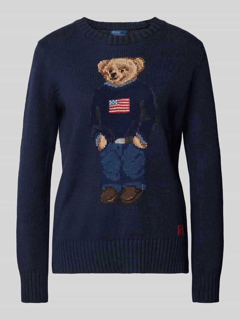 Polo Ralph Lauren Gebreide pullover met motiefstitching, model 'BEAR'