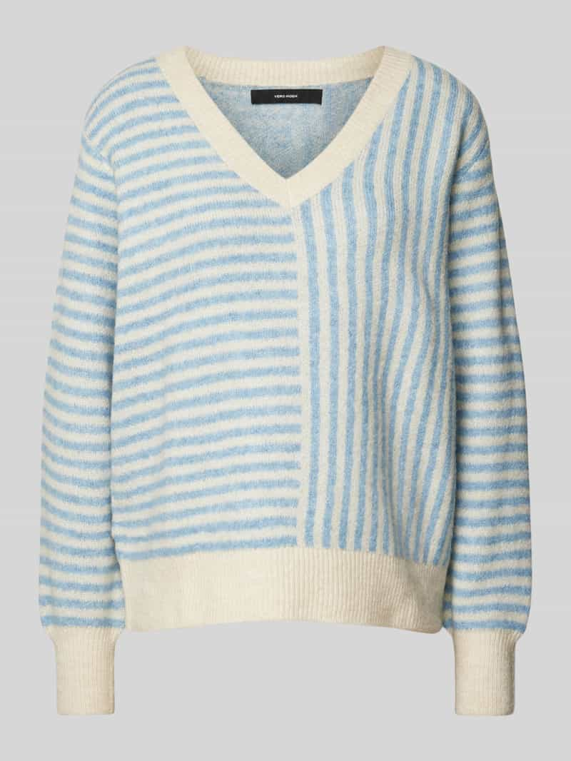 Vero Moda Comfort fit gebreide pullover met cross-stripe-motief, model 'URANUS'