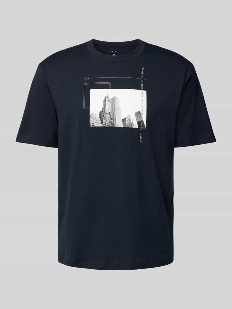 Armani Exchange T-shirt met labelprint, model 'New York Building'