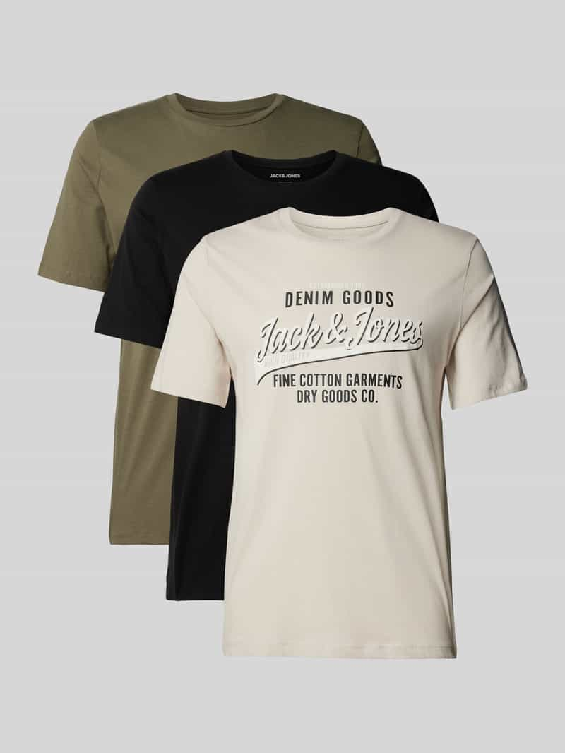 Jack & jones T-shirt met labelprint in een set van 3 stuks, model 'ETHAN'