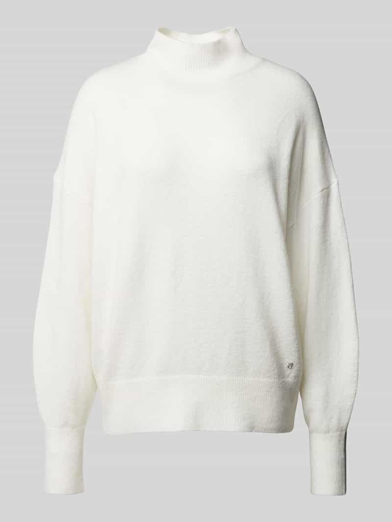 S.Oliver RED LABEL Relaxed fit gebreide pullover van een mix van katoen en wol met opstaande kraag