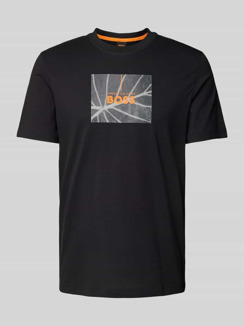 Boss Orange T-shirt met labelprint, model 'Injungle'