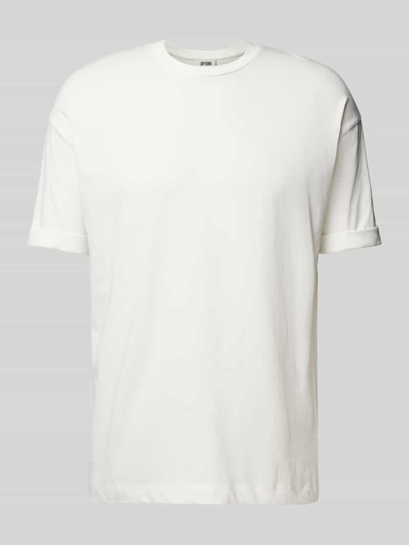 Drykorn T-shirt met geribde ronde hals, model 'THILO'