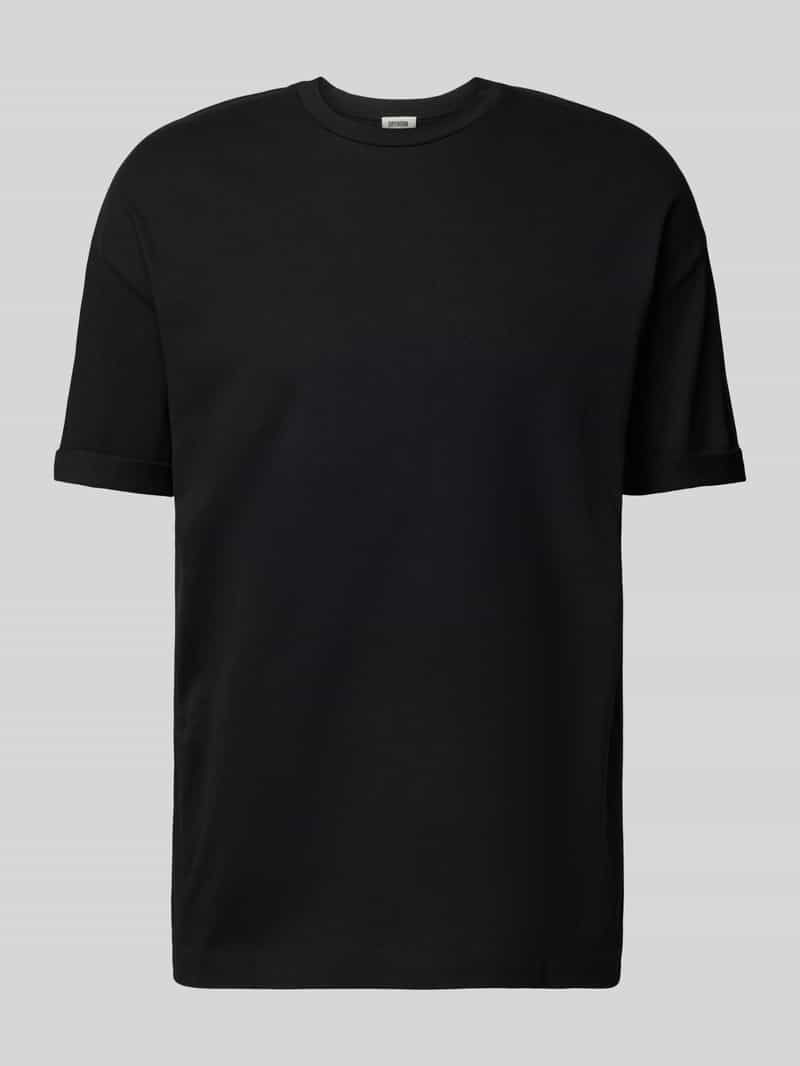 Drykorn T-shirt met geribde ronde hals, model 'THILO'