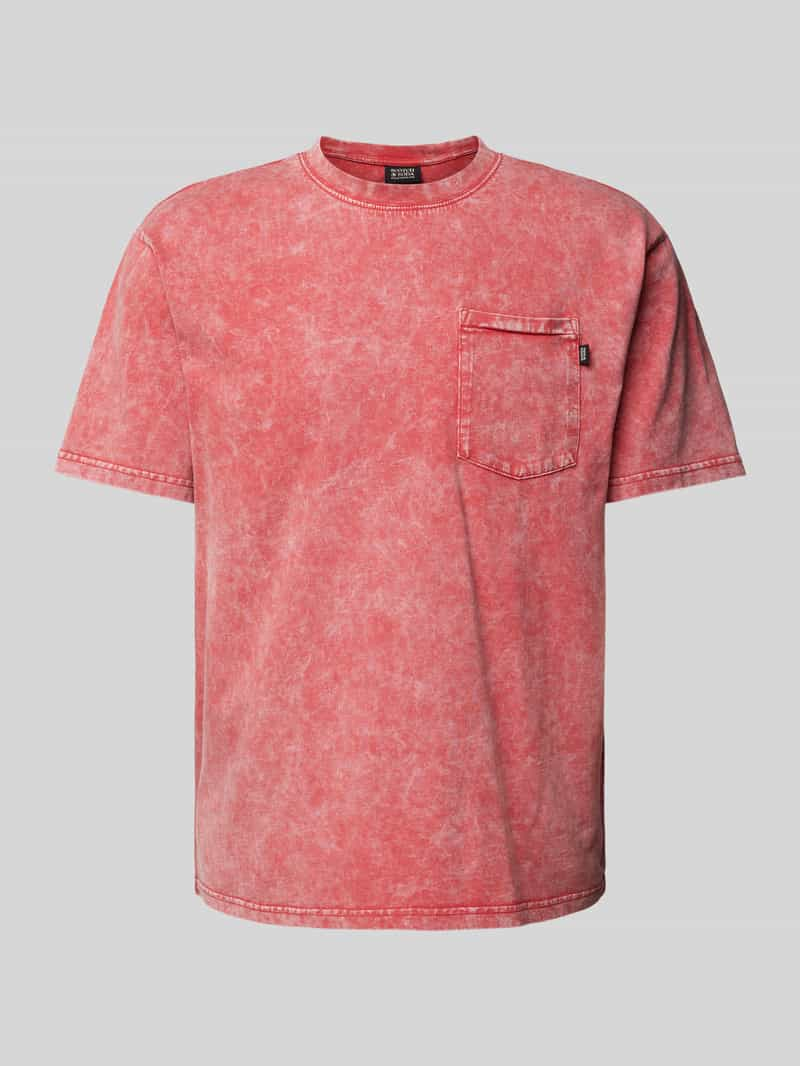 Scotch & Soda T-shirt met geribde ronde hals