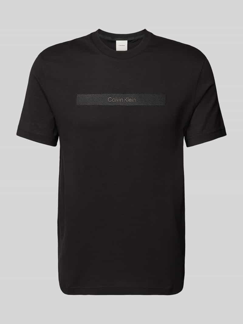 CK Calvin Klein T-shirt met labelstitching, model 'EMBROIDERY'