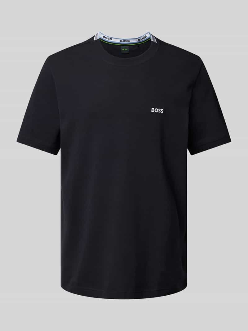 BOSS Green T-shirt met labelstitching, model 'Taddy'