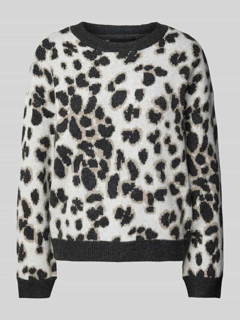 Pieces Regular fit gebreide pullover met dierenprint, model 'NANA'