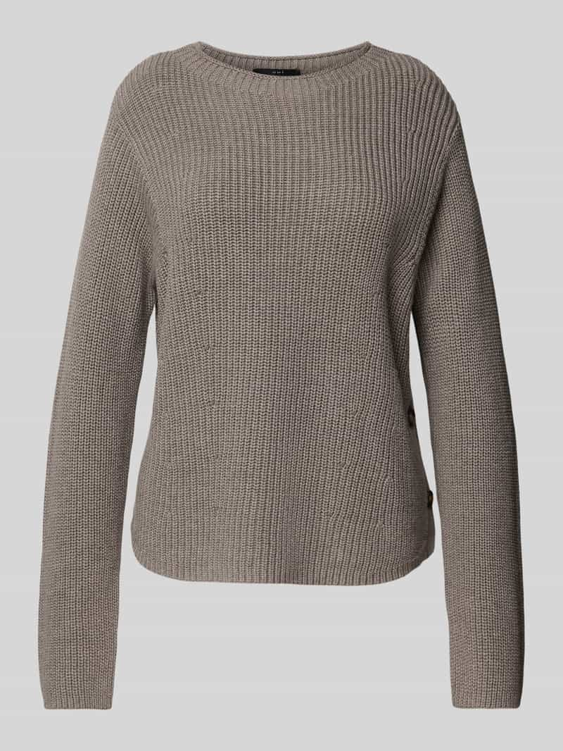 Oui Gebreide pullover met geribde ronde hals