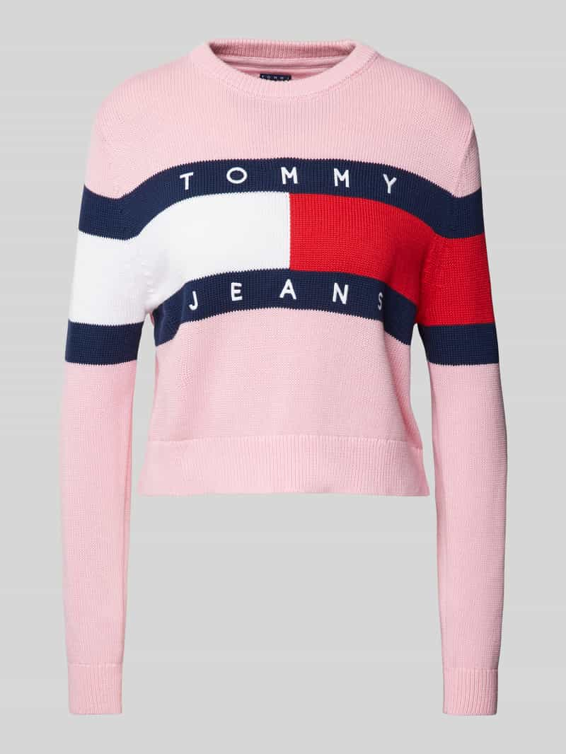 Tommy Jeans Gebreide pullover met logodetail, model 'CENTER FLAG'